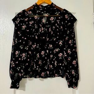 Mango women floral semi-transparent blouse